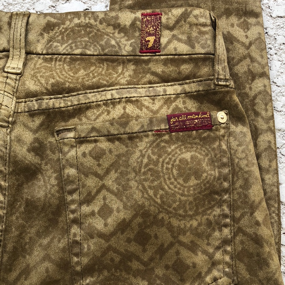 7 For All Mankind skinny jeans gold metallic size 25 SFAM cotton